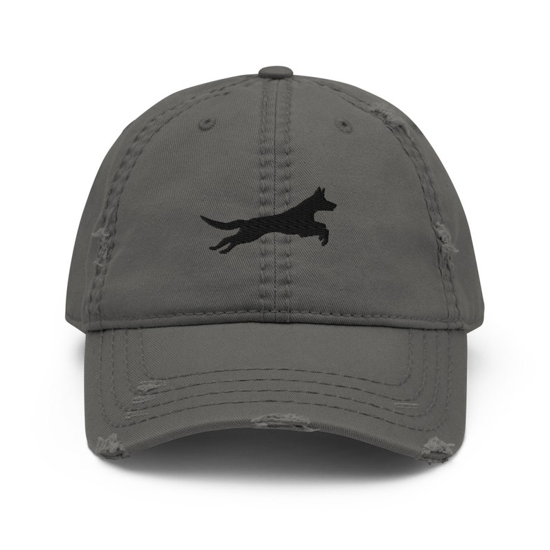 Black Belgian Malinois Embroidered Distressed Hat, Belgian Malinois Gift, Malinois Dog Mom Hat, Adjustable Cap Gift, Embroidered Unisex Hat image 4