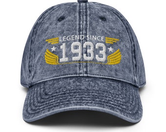 Legend Since 1933 Embroidered Vintage Cap - 91st Birthday