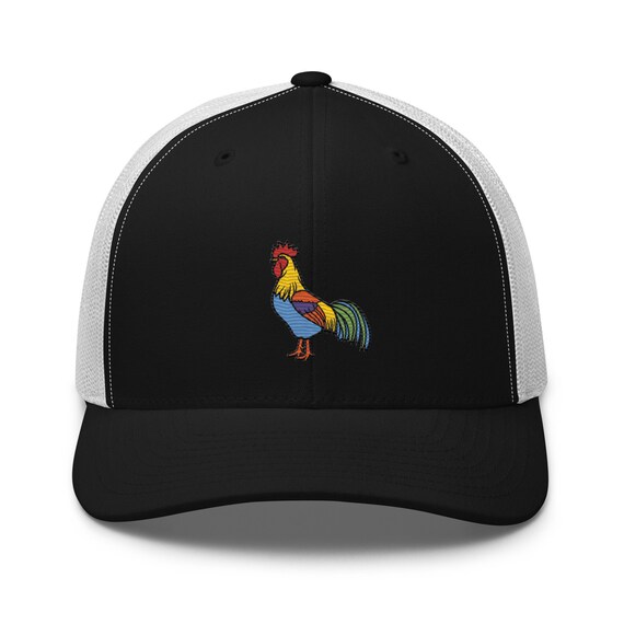 Custom Rooster Silhouette Baseball Cap – Richardson Mesh Trucker Hat With Embroidery, Khaki Coffee Design - View #7