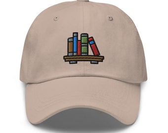 Library Book Embroidered Hat, Bookish Gift for Women, Book Lover Gift, Librarian Gifts, Bookish Merch for Her, Reading Gift -Multiple Colors