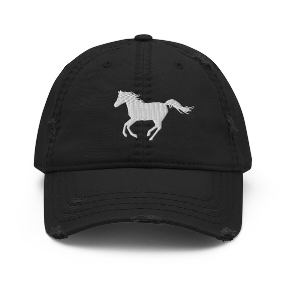 Embroidered Horse Baseball Cap: Distressed Cotton Dad Hat - Etsy display picture 1