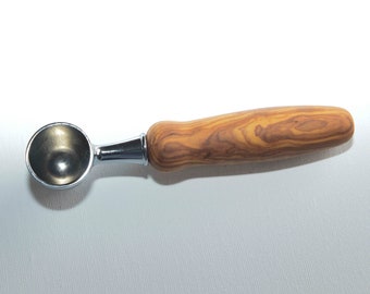 Coffee spoon (chrome and olive wood)