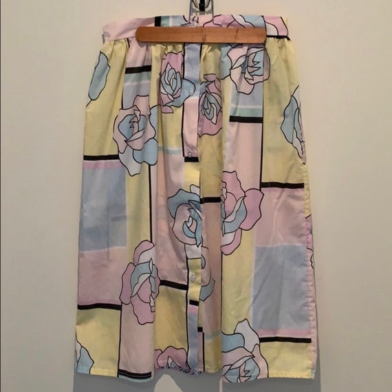 Vintage 80s pastel print midi skirt