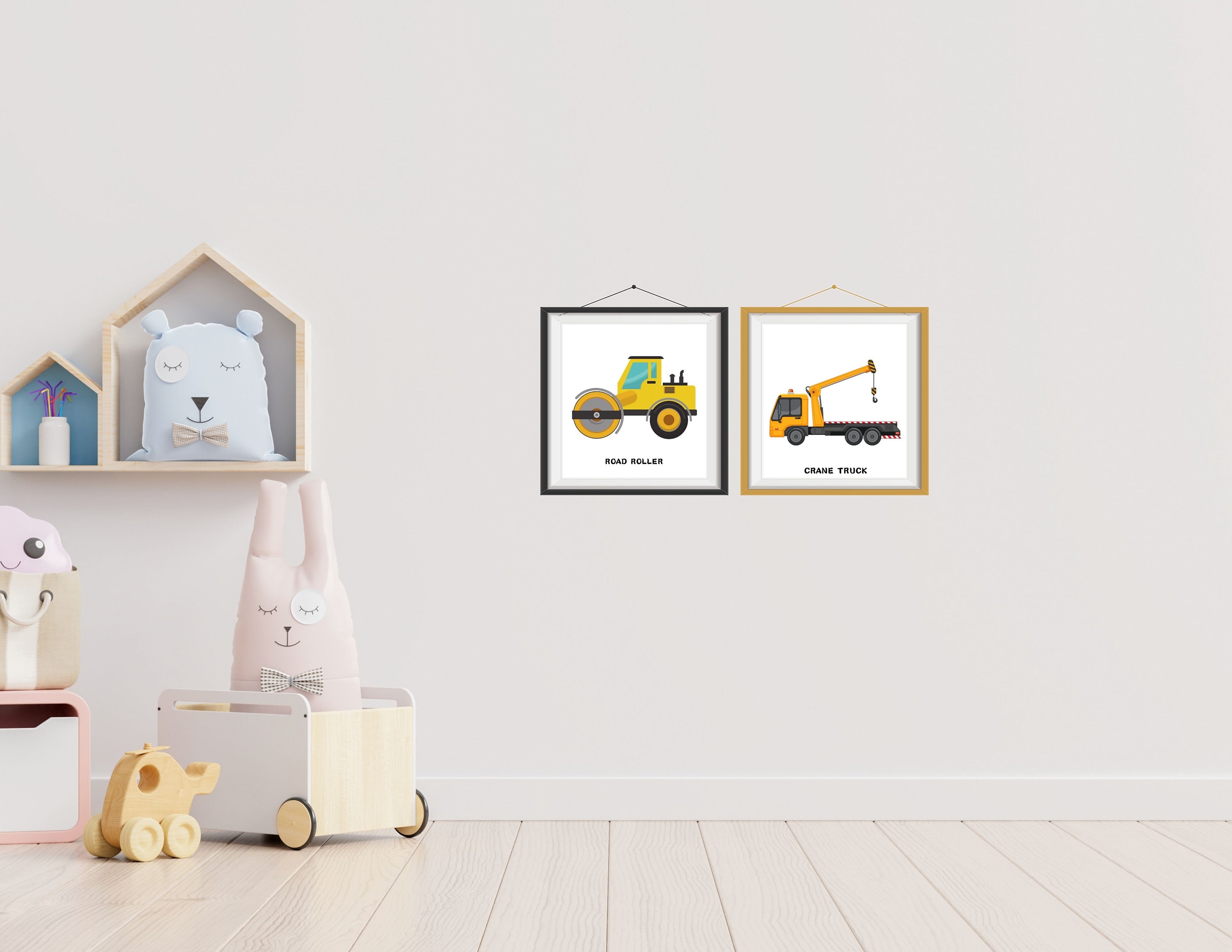 Construction Poster Set of 8 Vehicles Printable Nursery Wall Art ...