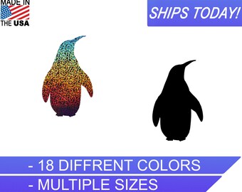 Penguin, Cute Bird Vinyl Decal, Animal Decal, Silver Glitter, Cooler Decals, Wedding Decals, Sticker Decals, Car Decal, Custom vinyl Sticker