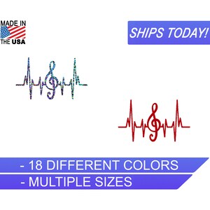 Treble Clef Heartbeat, Vinyl Decal, Music Decal, Silver Glitter, Cooler Decal, Wedding Decals,Sticker Decal, Car Decal, Custom vinyl Sticker