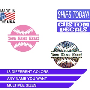 Custom Solid Baseball Team Decal, Sports Decal, Silver Glitter, Holographic Name Decals,Cooler Decal,Name Sticker,Tumbler Stickers,Laptop