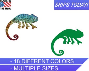 Chameleon, Lizard Vinyl Decal, Animal Decal, Silver Glitter, Cooler Decals, Wedding Decals, Sticker Decals, Car Decal, Custom vinyl Sticker