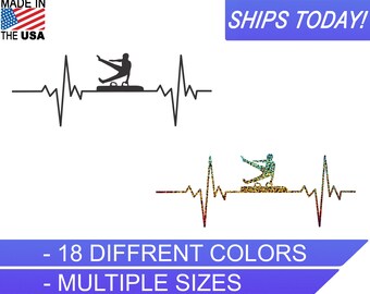 Gymnastics Men's Horse Heartbeat, Olympic Vinyl Decal, Sports Decal, Glitter, Cooler Decals, Gift Decals, Car Decal, Custom vinyl Sticker