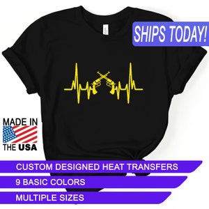 Basic Colors Handguns Heartbeat, Heat Transfers, Custom Designed Iron On, CPSIA Certified Child Safe, Use on Cotton, Polyester, and Leather