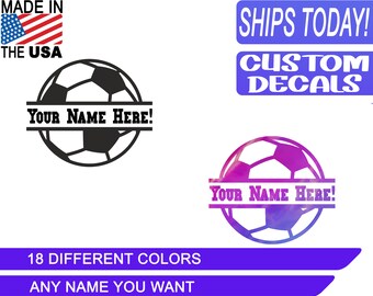 Custom Soccer Name Decal, Soccer Decal, Silver Glitter,Holographic Name Decals,Cooler Decal,Name Sticker,Tumbler Stickers,Laptop