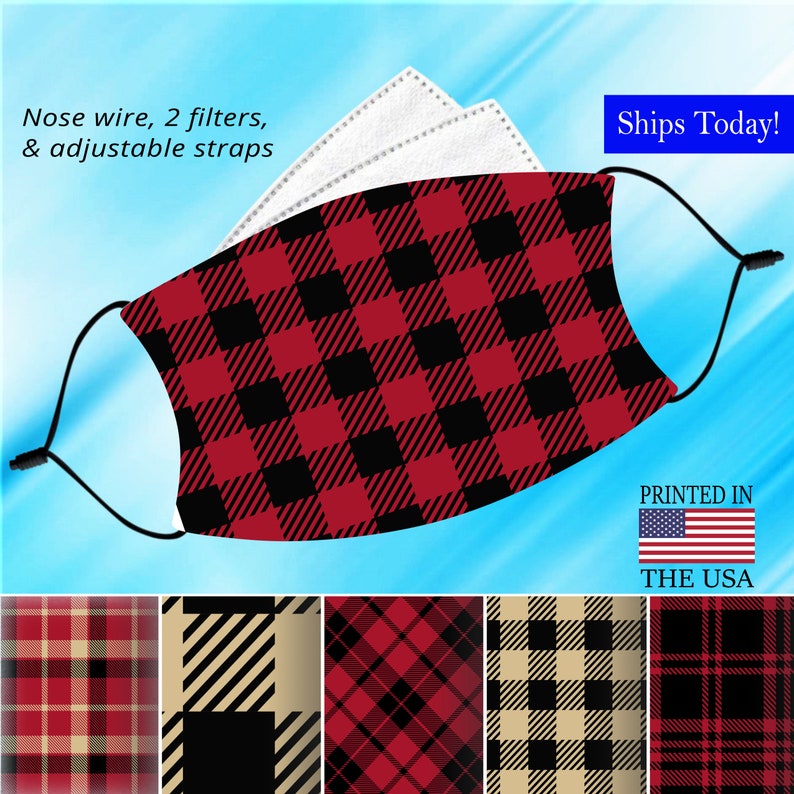 Flannel Face Mask Washable Adjustable Reusable Nose Wire Etsy