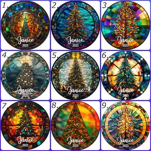 Cute Faux Stained Glass Christmas Tree, Custom Personalized Ceramic ...