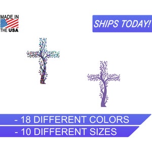 Tree Cross, Crucifix, Vinyl Decal, Faith Decal,Silver Glitter,Cooler Decals,Wedding Decals,Sticker Decals, Car Decal, Custom vinyl Sticker