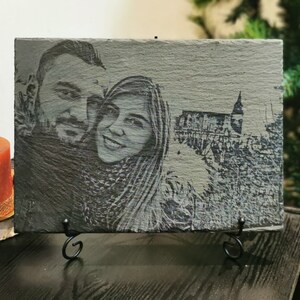 Photo Slate for Christmas Gift for Mother Grandparents Friends Baby Couple First Xmas Festive Holiday Family Portrait Personalized Engraved