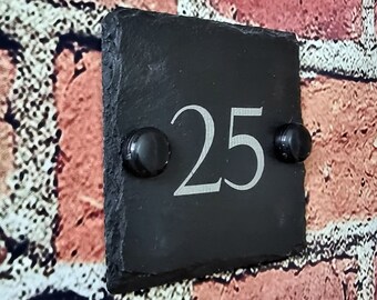 Engraved Slate Home Sign, Modern Address Number Plaque