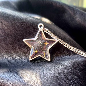 Wish upon a star dandelion seed star shaped sparkly silver necklace - Make a Wish - womens jewellery - gift ideas - memorial - neverland