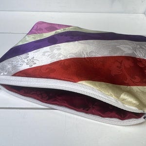 Purple Saekdong Hanbok Zip Pouch: Korean Coin Purse, Lined