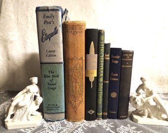 Colección Biblioteca de Medianoche / Conjunto de libros antiguos y vintage (1909–1969) / Decoración Dark Academia y Cottagecore
