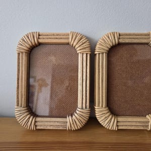 Vintage Rattan Style Frames 2er-Set, Küstenwanddekor, Palm Beach Chic, Seil-Detailrahmen, Boho Beach House Decor, Hong Kong Vintage