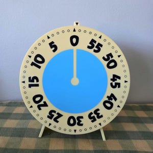 Vintage Visual Timer Clock | Retro Classroom Countdown Timer | Mid Century Desk Timer | Kitchen Office Teaching Timer | Blue Cream Clock