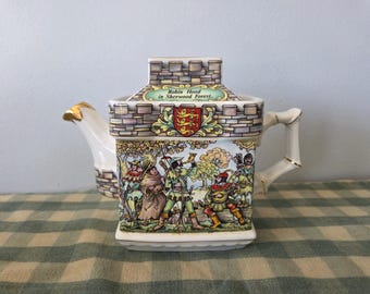 Tetera vintage Sadler Robin Hood – Fabricada en Inglaterra – Tetera figurativa original – Artículo de colección del Bosque de Sherwood – Decoración de cocina estilo cottagecore