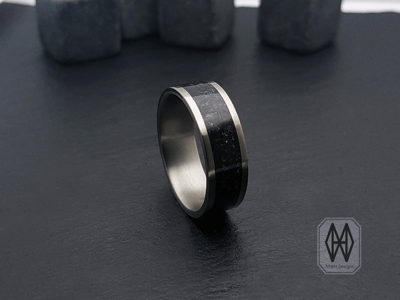 Titanium Ring Core with Lava Stone 8mm Band Thickness