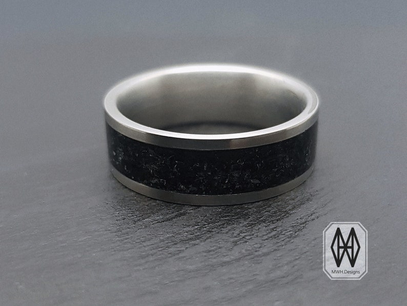 Titanium Ring Core with Lava Stone 8mm Band Thickness