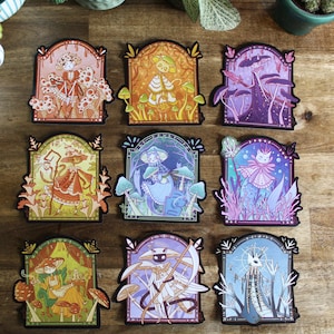 Cute Mushroom Cat Stickers - Illustrated Fantasy Cat Art Sticker Set