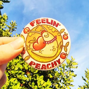 Cute Peach Snail Feelin' Peachy Button