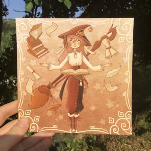 Witch Yanfei Illustrated Art Print - Dark Academia/Light Academia Genshin Impact Fanart