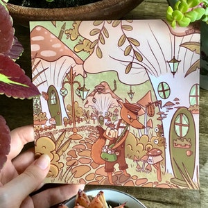 Cute Cottagecore Fox Art Print - Illustration fantastique illustrée confortable