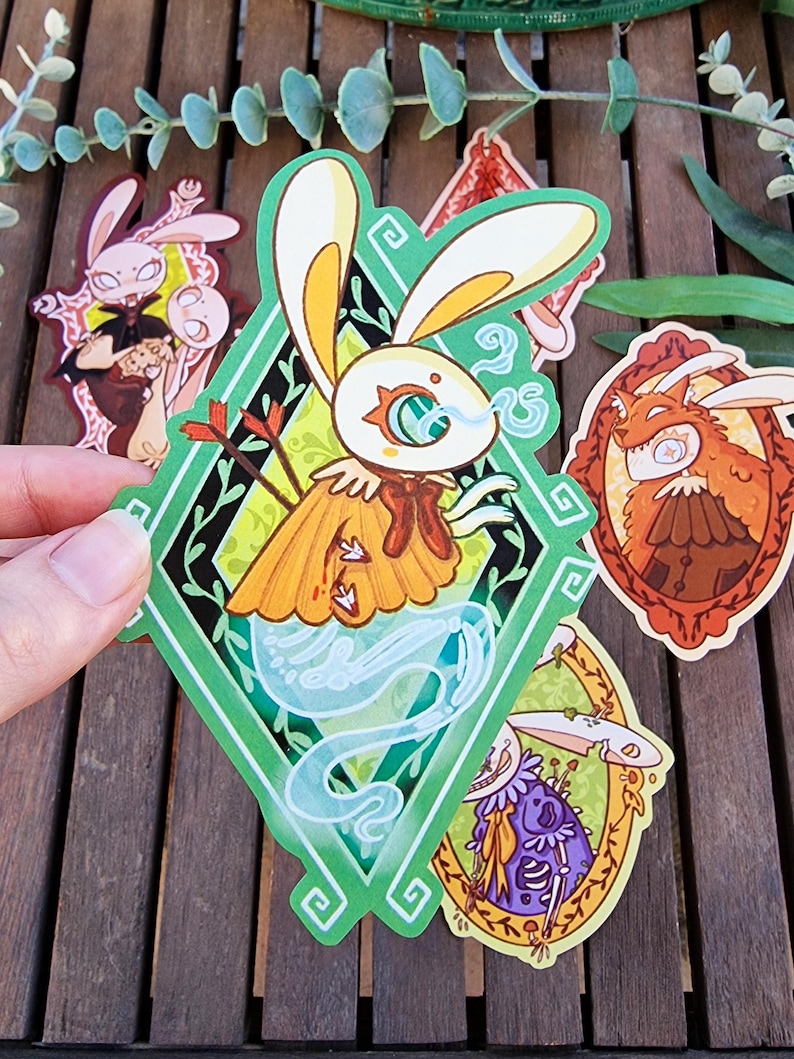 Cute and Creepy Bunny Sticker Set - Cryptid Monster Rabbit Art Stickers ...