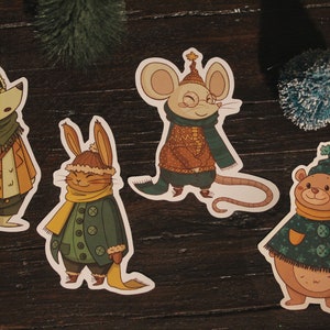 Cosy Winter Animal Stickers - Set mit niedlichen Weihnachtstieren