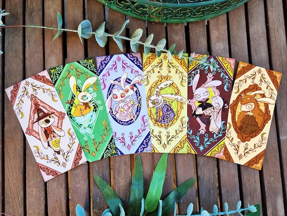 Ensemble de marque-pages lapin mignon et effrayant - Art lapin monstre cryptide