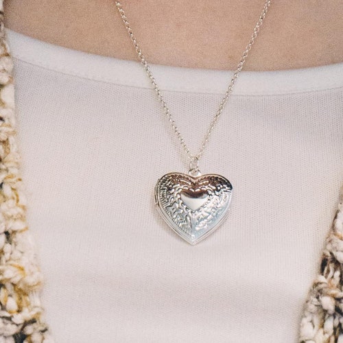 Tiny Silver Heart Locket Necklace Etsy