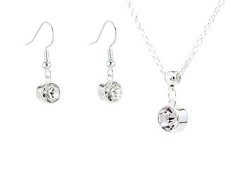 Bohemian Crystal Necklace and Earrings Set: April Birthstone Jewelry