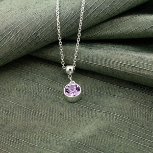 Lilac Charm Necklace Alexandrite, Light Purple Bohemian Crystal, Gold or Silver Adjustable Chain, Birthday, Bridal Party, Love, Mom Gift