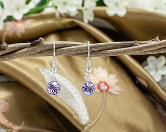 June Alexandrite Drop Earrings, Bohemian Birthstone Crystal, Gold or Silver, French Hooks