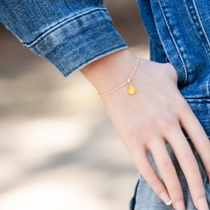 Bracelet citrine avec pierre de naissance de novembre, cristal bohème jaune, chaîne réglable en or ou en argent, anniversaire, cadeau pour maman avec carte d'histoire gratuite