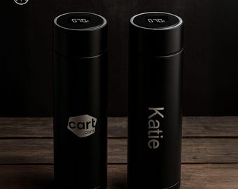 Werbethermoskanne, individuell gravierte Flasche, Smart-Flasche, Reisebecher, bunte Thermoskanne, Edelstahl-Trinkgeschirr, personalisiertes Geschenk
