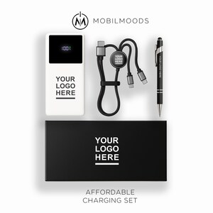Juego de cargadores portátiles personalizados, juego de cargadores móviles para pedidos al por mayor de la empresa, cargador portátil de regalo para clientes corporativos, caja de regalo para fiestas de la empresa
