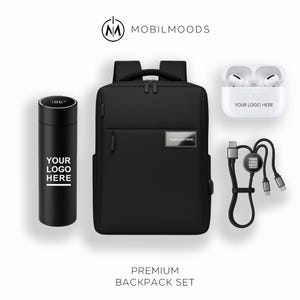 Mochila, Set de regalo con logotipo de empresa personalizado, Caja de regalo con mochila personalizada, Cargador portátil personalizado, Regalo navideño para empleados de empresa, BX-10