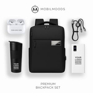 Mochila, Set de regalo con logotipo de empresa personalizado, Caja de regalo con mochila personalizada, Cargador portátil personalizado, Regalo navideño para empleados de empresa, BX-11