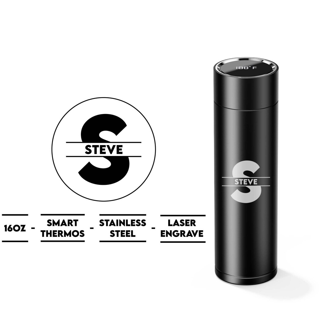 Personalized Thermos With Monogram Name Print Stainless Steel Etsy