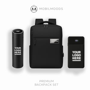 Mochila, Set de regalo con logotipo de empresa personalizado, Caja de regalo con mochila personalizada, Cargador portátil personalizado, Regalo navideño para empleados de empresa, BX-9