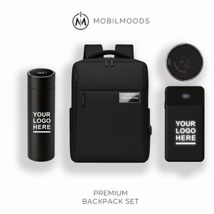Backpack, Personalized Company Logo Gift Set, Custom Backpack Gift Box, Personalized Portable Charger, Company Employee Holiday Gift, BX-2