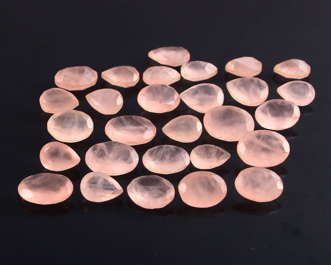Natural rose quartz best quality pink color mix lot faceted Etsy