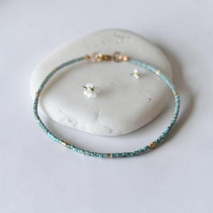 myuki delica seed bead anklet, Picasso collection myuki delica ankle bracelet, minimalist anklet, dainty anklet, beach vibe anklet