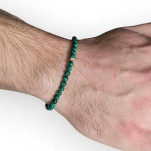 Malachite bracelet ~ 4mm beaded malachite bracelet ~ minimalist bracelet ~ healing stone bracelet ~ gift for him ~ unisex malachite bracelet